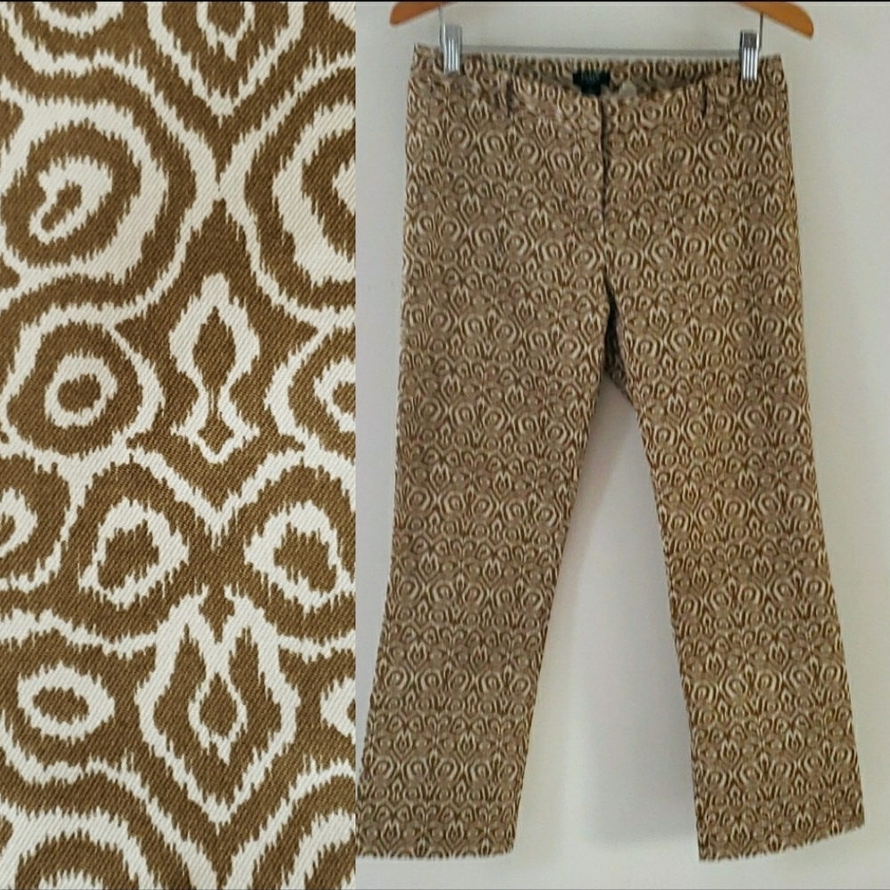 J Crew City Fit Ikat Print Cropped Pants Women's size 4